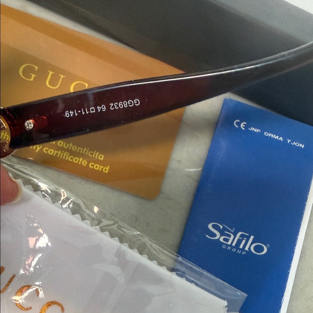 Gucci Women's Square Sunglasses - Dark Burgundy Frame with Gradient Brown Lenses - Picture 8 of 14